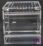 “Mini 100mm acrylic cube enclosure for true spiders and isopods”

“Clear spiderling tank with front sliding door and solid top”

“Compact insect enclosure made from 3mm acrylic with non-slip feet”