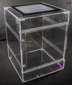 “Mesh-top arboreal mantis enclosure with sliding front door”

“Clear acrylic mantis tank with removable soft mesh lid”

“Tall insect enclosure ideal for arboreal mantis species”

