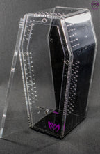 “Medium black coffin-shaped spider enclosure standing upright”

“Coffin-shaped jumping spider tank with front door open”

“Horizontal setup of coffin enclosure for terrestrial true spiders”

“Black and clear acrylic spider box with ventilation holes”