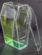 “Small rainbow coffin-shaped spider enclosure with front opening”

“Vertical clear coffin spider tank with rainbow base”

“Compact coffin enclosure for jumping spiders with ventilation”

“Reflective rainbow spider cube for arboreal invertebrates”